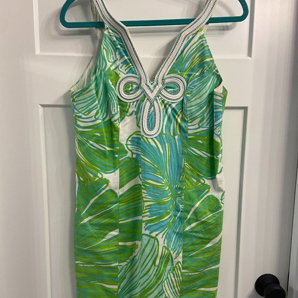 Lilly Pulitzer Palm Leaf Shift Dress Size 8